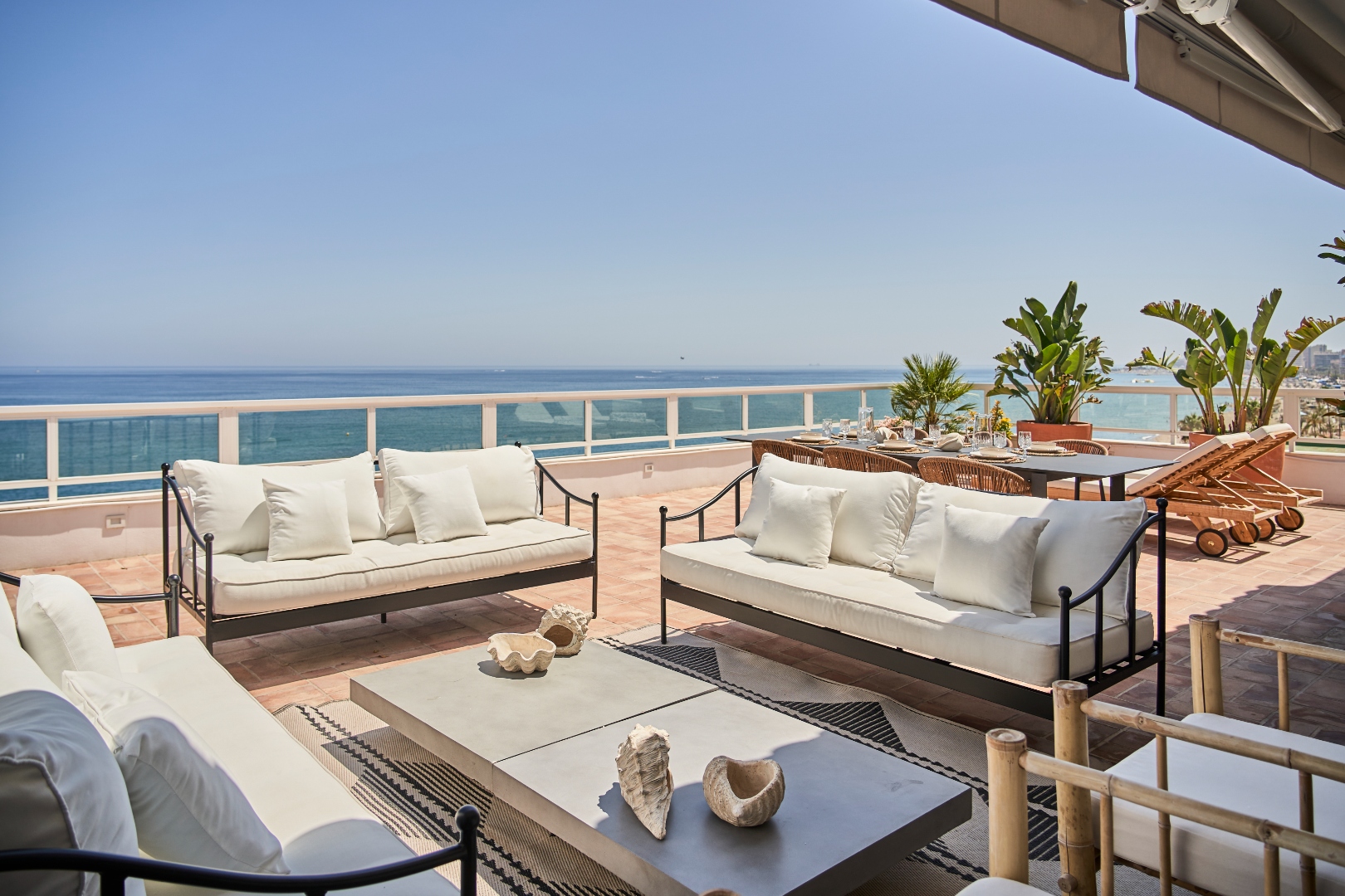 The 70-square-metre terrace at Terraza Del Sol with panoramic Mediterranean sea views