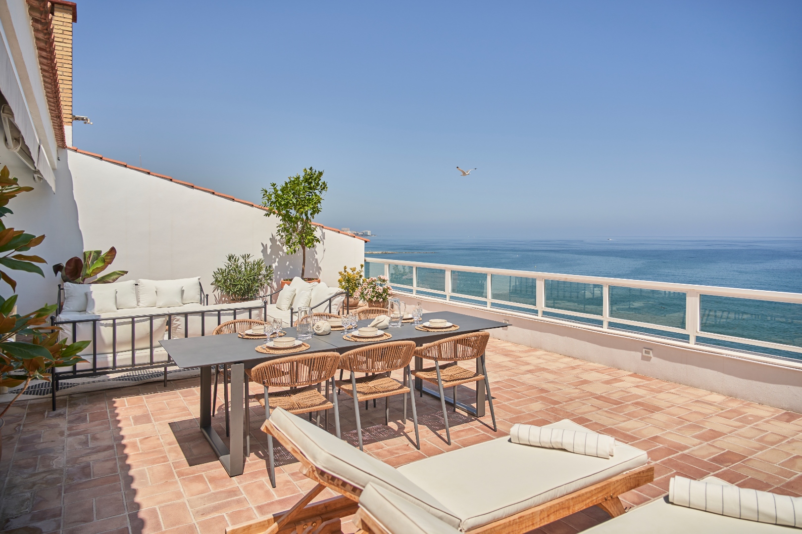 Terraza Del Sol terrace — wide view from east end, open sea